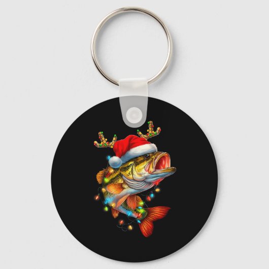 Funny Merry Fishmas B Fish Fishing Christmas Xmas Sleutelhanger (Voorkant)