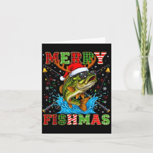 Funny Merry Fishmas Christmas Fish Xmas Fishing Fo Kaart (Voorkant)