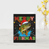 Funny Merry Fishmas Christmas Fish Xmas Fishing Fo Kaart (Gele Bloem)