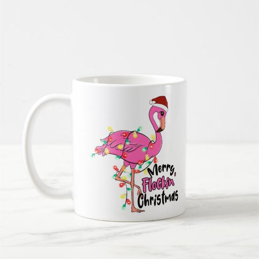 Funny Merry Flockin Kerstmis Flamingo Koffiemok (Links)
