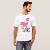Funny Merry Flockin Kerstmis Flamingo T-shirt (Voorkant volledig)