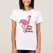 Funny Merry Flockin Kerstmis Flamingo T-shirt (Voorkant)
