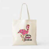 Funny Merry Flockin Kerstmis Flamingo Tote Bag (Achterkant)