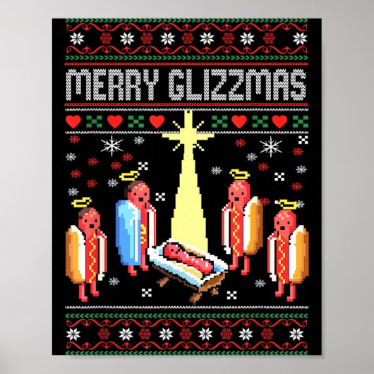 Funny Merry Glizzmas Hot Dogs Family Gro Ugly Chri Poster (Voorkant)