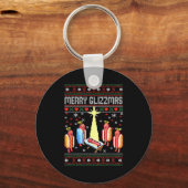 Funny Merry Glizzmas Hot Dogs Family Gro Ugly Chri Sleutelhanger (Voorkant)