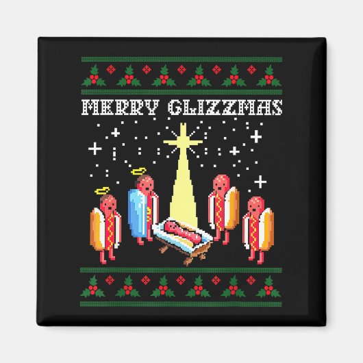Funny Merry Glizzmas Hot Dogs Family Group Ugly Ch Magneet (Voorkant)