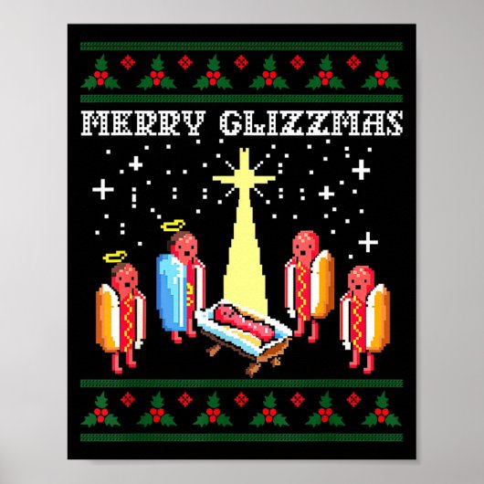 Funny Merry Glizzmas Hot Dogs Family Group Ugly Ch Poster (Voorkant)