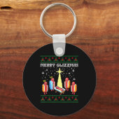 Funny Merry Glizzmas Hot Dogs Family Group Ugly Ch Sleutelhanger (Voorkant)
