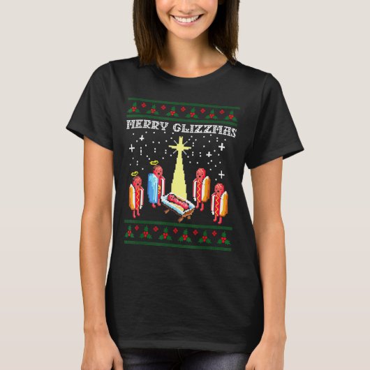 Funny Merry Glizzmas Hot Dogs Family Group Ugly Ch T-shirt (Voorkant)