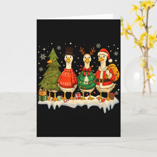 Funny Merry Goosemas Cute Xmas Goose Lovers Men Wo Kaart (Gele Bloem)