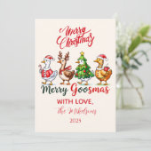 Funny Merry Goosmas Christmas Feestdagenkaart (Staand voorkant)