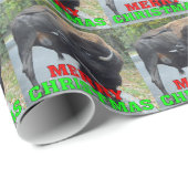 Funny Merry kerstbull met giftestikels Cadeaupapier (Rol Hoek)