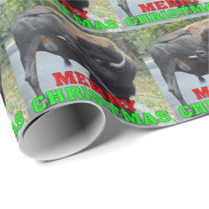 Funny Merry kerstbull met giftestikels Cadeaupapier