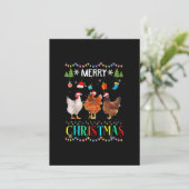 Funny Merry KerstChicken Shirt Santa Hat Ligh Kaart (Staand voorkant)