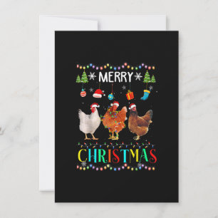 Funny Merry KerstChicken Shirt Santa Hat Ligh Kaart