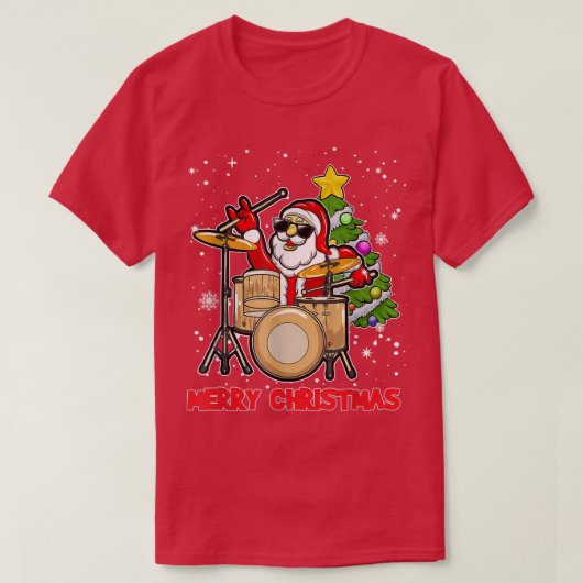 Funny Merry Kerstdrum en Santa Drummer Lover T-shirt (Design voorkant)