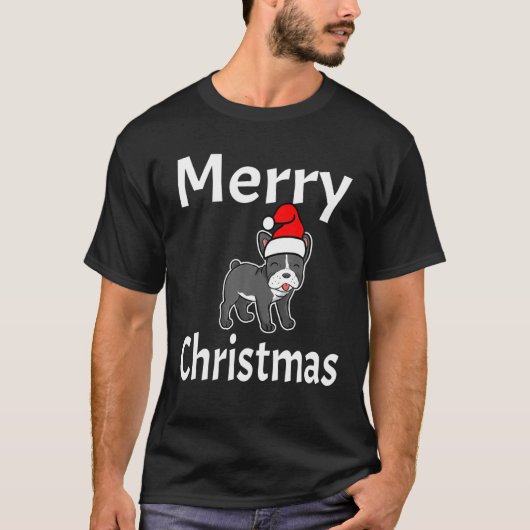 Funny Merry KerstFrench Bulldog Hondenliefhebber A T-shirt (Voorkant)