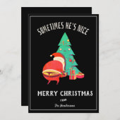 Funny Merry kerstgroet Naughty Santa Black Feestdagenkaart (Voorkant / Achterkant)