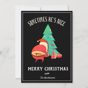 Funny Merry kerstgroet Naughty Santa Black Feestdagenkaart