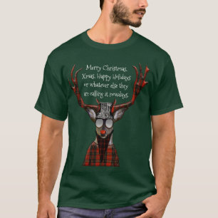Funny Merry Kersthipster Deer T-shirt