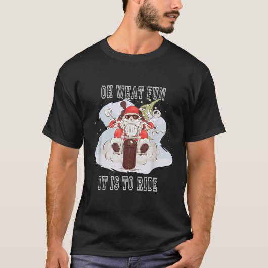 Funny Merry kerstkool Santa Riding a Motorcyc T-shirt (Voorkant)