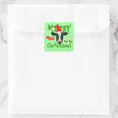 Funny Merry kerstkouweetjes Vierkante Sticker (Tas)