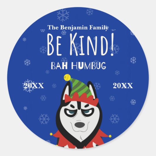 Funny Merry Kerstmis Bah Humbug Holiday Ronde Sticker (Voorkant)