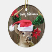 Funny Merry Kerstmis Buck Whitetail Deer Keramisch Ornament (Links)