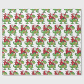 Funny Merry Kerstmis Dinosaur Santa Claus Cadeaupapier (Vlak)