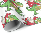 Funny Merry Kerstmis Dinosaur Santa Claus Cadeaupapier (Rol Hoek)