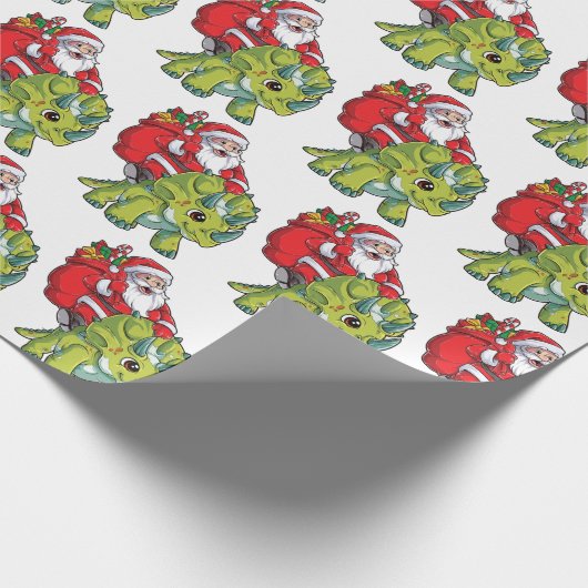 Funny Merry Kerstmis Dinosaur Santa Claus Cadeaupapier (Hoek)