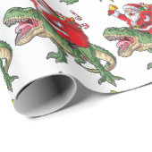 Funny Merry Kerstmis Dinosaur Santa Claus Cadeaupapier (Rol Hoek)