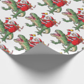 Funny Merry Kerstmis Dinosaur Santa Claus Cadeaupapier (Hoek)