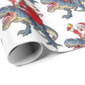 Funny Merry Kerstmis Dinosaur Santa Claus Cadeaupapier (Rol Hoek)