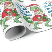 Funny Merry Kerstmis Dinosaur Santa Hat Cadeaupapier (Rol Hoek)