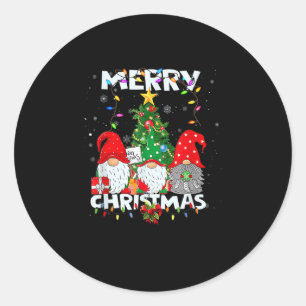 Funny Merry Kerstmis Gnome Shirt Ronde Sticker