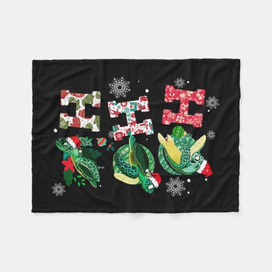 Funny Merry Kerstmis HO HO Turtle Santa Fleece Deken (Voorkant (Horizontaal))