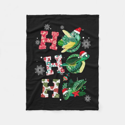Funny Merry Kerstmis HO HO Turtle Santa Fleece Deken (Voorkant)
