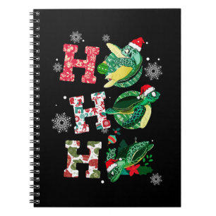 Funny Merry Kerstmis HO HO Turtle Santa Notitieboek
