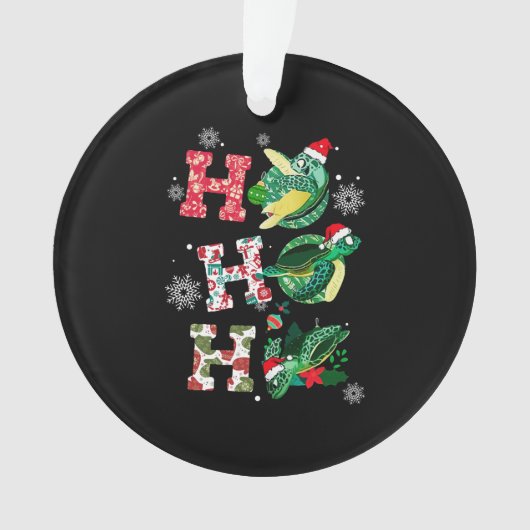 Funny Merry Kerstmis HO HO Turtle Santa Ornament (voorkant)