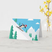 Funny Merry Kerstmis-kiende pinguïn in Santa Hat Kaart (Gele Bloem)