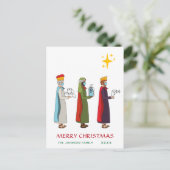 Funny Merry Kerstmis met een groet van drie koning Feestdagenkaart (Staand voorkant)
