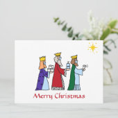Funny Merry Kerstmis met een groet van drie koning Feestdagenkaart (Staand voorkant)