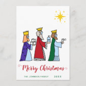 Funny Merry Kerstmis met een groet van drie koning Feestdagenkaart (Voorkant)