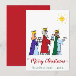 Funny Merry Kerstmis met een groet van drie koning Feestdagenkaart