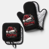Funny Merry Kerstmis Ovenwant & Pannenlap Set (Voorkant / Achterkant)