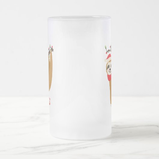 Funny Merry Kerstmis Sloth | FEESTDAGEN Matglas Bierpul (Center)