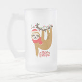 Funny Merry Kerstmis Sloth | FEESTDAGEN Matglas Bierpul (Links)