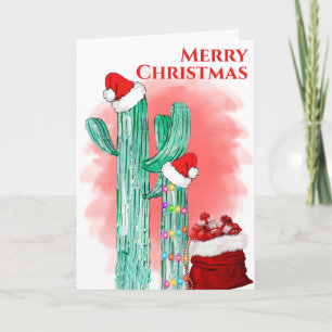Funny Merry Kerstmis Southwest Saguaro Cactus Feestdagen Kaart