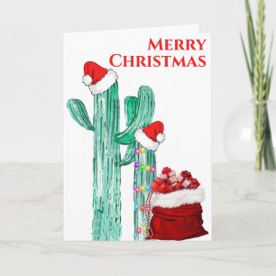 Funny Merry Kerstmis Southwest Saguaro Cactus Feestdagen Kaart